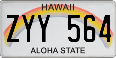 HI license plate ZYY564