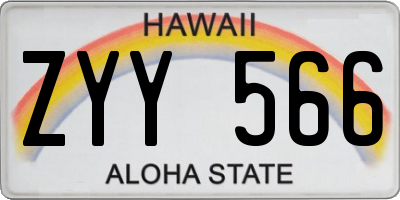 HI license plate ZYY566