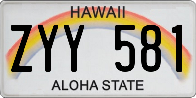 HI license plate ZYY581
