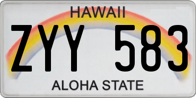 HI license plate ZYY583