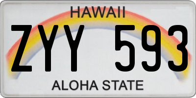 HI license plate ZYY593