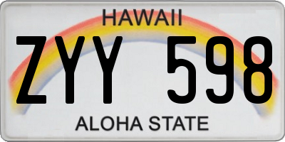HI license plate ZYY598