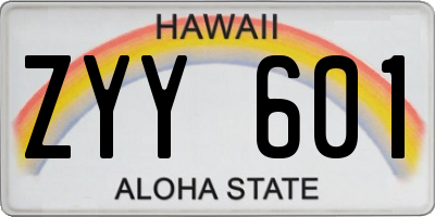HI license plate ZYY601