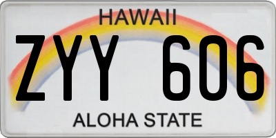 HI license plate ZYY606