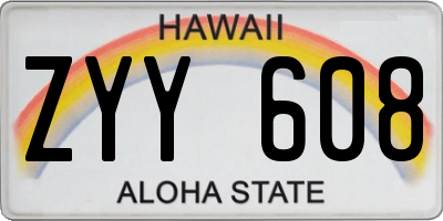 HI license plate ZYY608