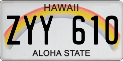 HI license plate ZYY610