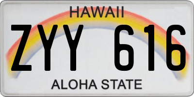 HI license plate ZYY616