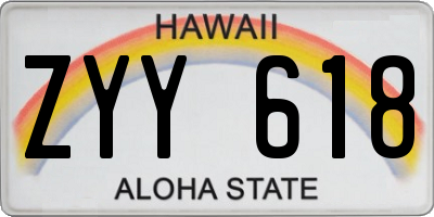 HI license plate ZYY618