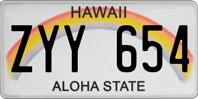 HI license plate ZYY654