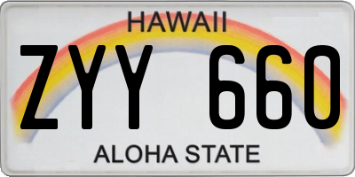 HI license plate ZYY660
