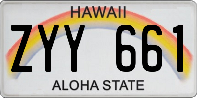 HI license plate ZYY661