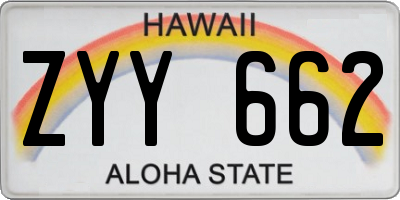 HI license plate ZYY662