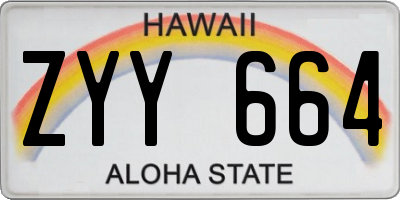 HI license plate ZYY664
