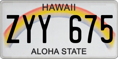 HI license plate ZYY675