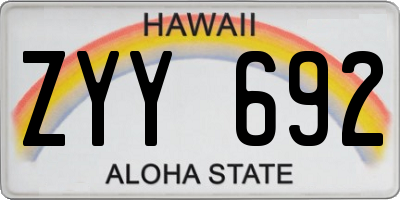 HI license plate ZYY692