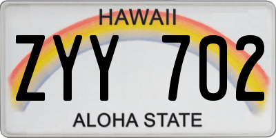 HI license plate ZYY702