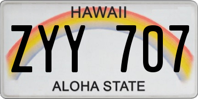 HI license plate ZYY707