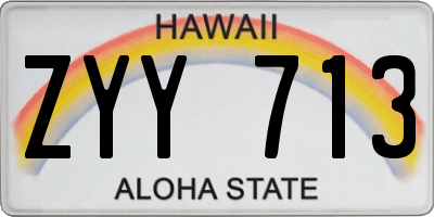 HI license plate ZYY713