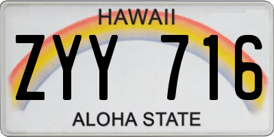 HI license plate ZYY716