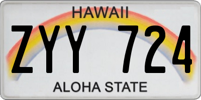 HI license plate ZYY724