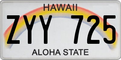 HI license plate ZYY725
