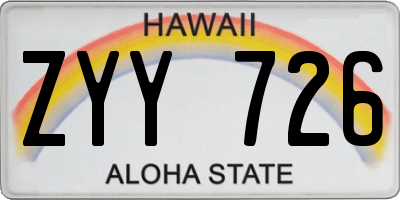 HI license plate ZYY726
