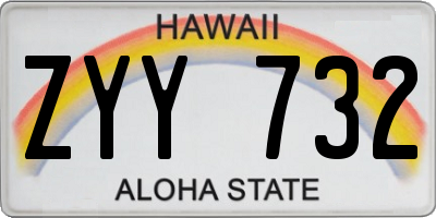 HI license plate ZYY732