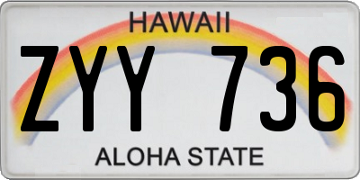HI license plate ZYY736