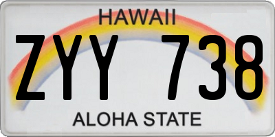 HI license plate ZYY738