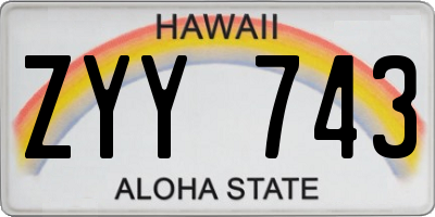 HI license plate ZYY743