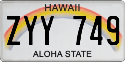 HI license plate ZYY749