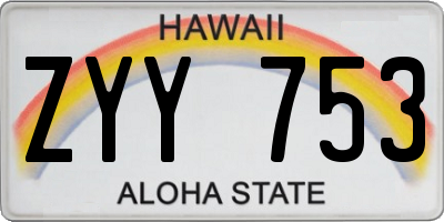 HI license plate ZYY753