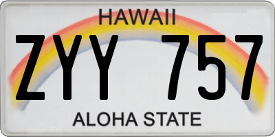HI license plate ZYY757