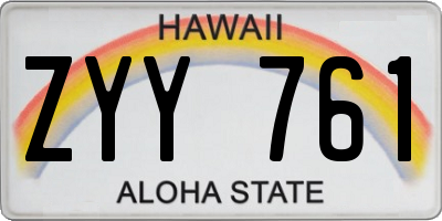 HI license plate ZYY761