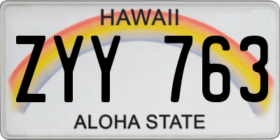 HI license plate ZYY763