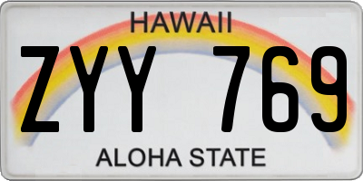 HI license plate ZYY769