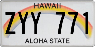 HI license plate ZYY771