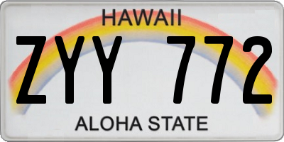 HI license plate ZYY772