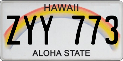 HI license plate ZYY773
