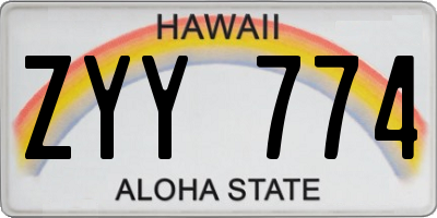 HI license plate ZYY774