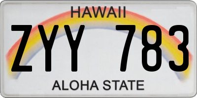 HI license plate ZYY783