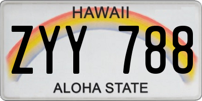 HI license plate ZYY788