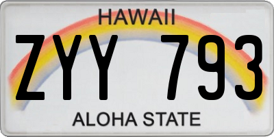 HI license plate ZYY793