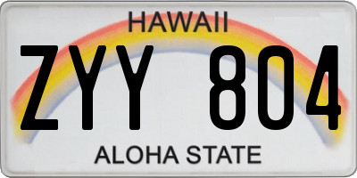 HI license plate ZYY804