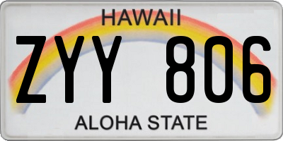 HI license plate ZYY806
