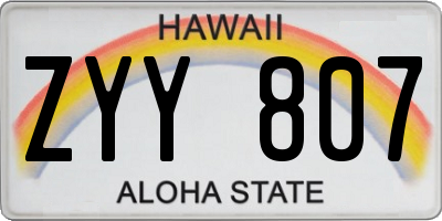 HI license plate ZYY807