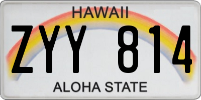 HI license plate ZYY814