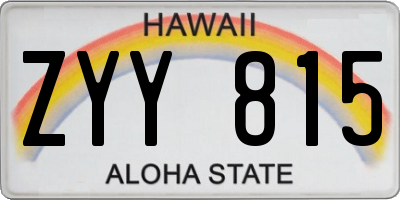HI license plate ZYY815
