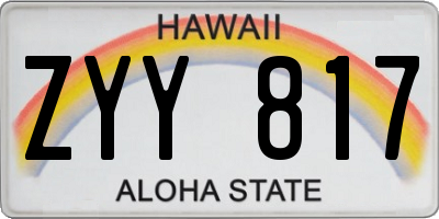 HI license plate ZYY817