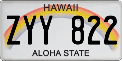 HI license plate ZYY822